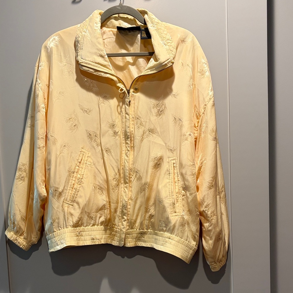 Light Yellow Women's Bomber Jacket with Subtle Texture